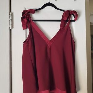 ASOS Deep Red Satin Camisole with Bow Straps